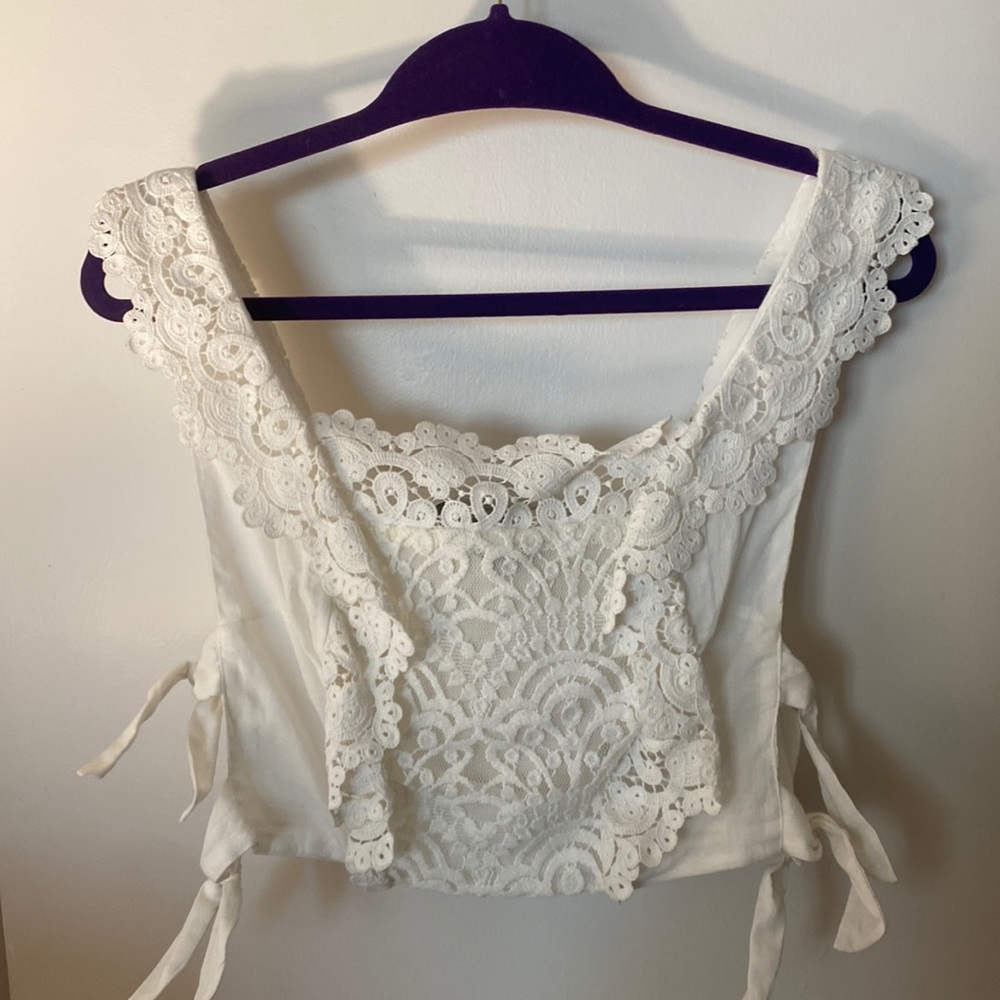 STILL AVAILABLE! Brightside croptop - new w/ tags, white lace (but not see thru)
